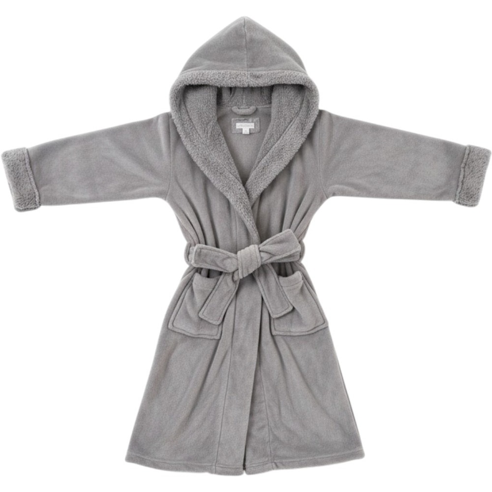 Carole Hochman Grey Plush Fleece Robe Shawl Collar‎ Faux Fur Trim Small